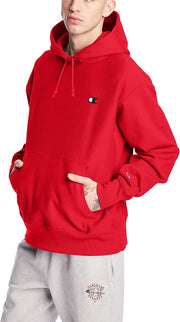 mens Reverse Weave Pullover Hoodie Reverse Weave Script Pullover Hoodie - Team Red Scarlet Left Chest C