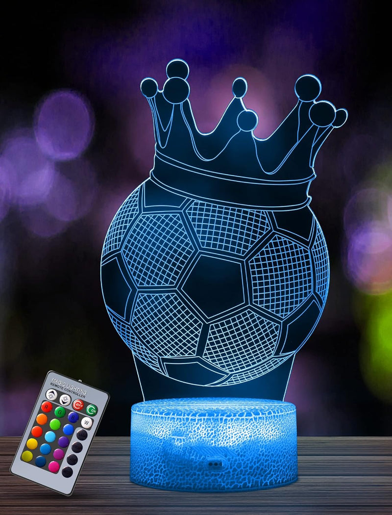Football 3D Illusion Lamp, Football Gifts for Boys Girls, 3D Night Light with 16 Colors Change Remote Control Decorative Desk Lamp Creative Birthday Christmas Gift Sports Fans Toys (Football 2)