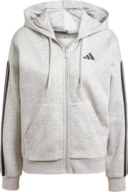 Women's Essentials 3-stripes Full-zip Fleece Hoodie HOODED TRACK TOP (pack of 1) - Grey