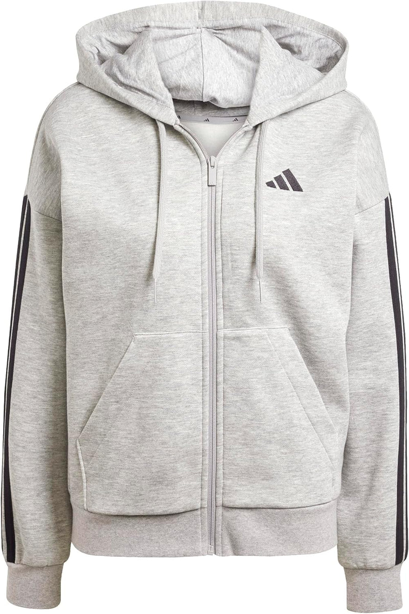 Women's Essentials 3-stripes Full-zip Fleece Hoodie HOODED TRACK TOP (pack of 1) - Grey