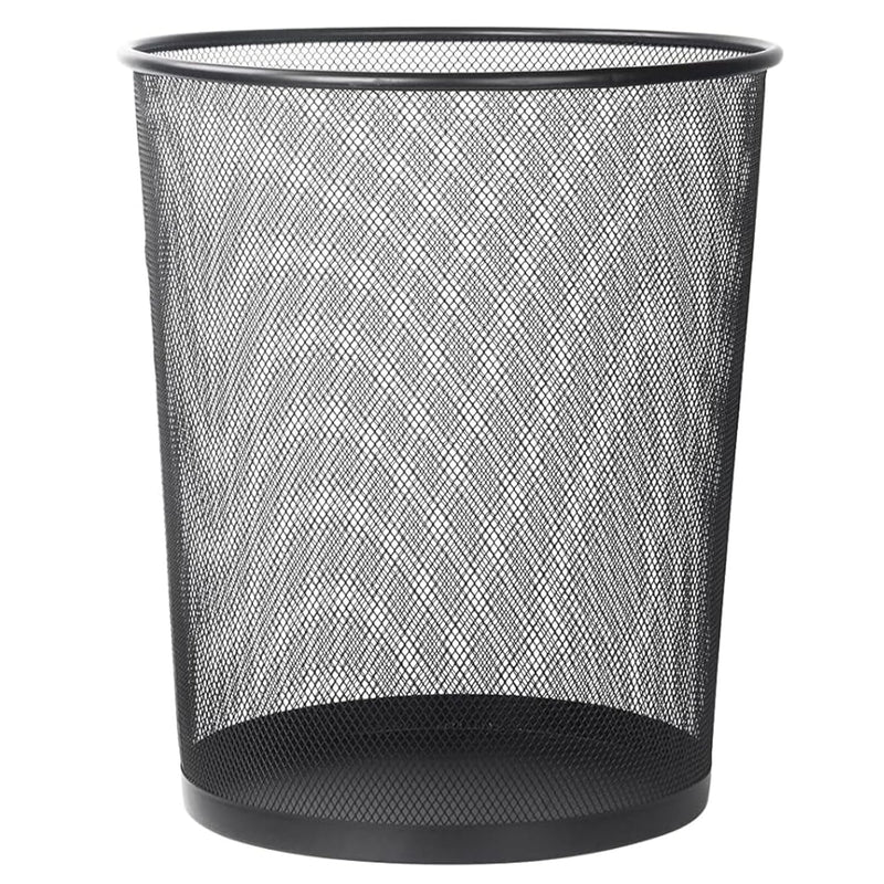 ZALCOON Large Metal Mesh Trash Can 18L Round Wastebasket for Office, Home, or Bathroom Durable Steel Wire Garbage Bin with Ventilated Design 35x29CM (Black) - 18 Litre