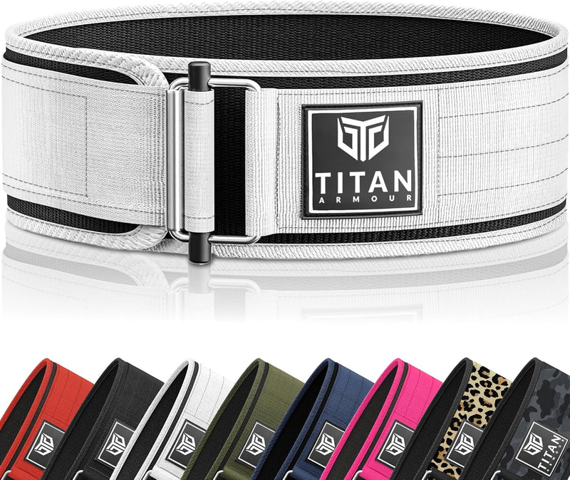 Titan Armour® Self-Locking Weight Lifting Belt | Weight Lifting Straps Included | Gym belt for Crossfit, Powerlifting, Deadlift, Olympic Lifts and Squats | For Men and Women | UK Brand