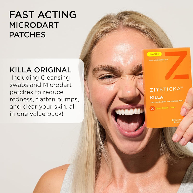 ZitSticka KILLA Kit - Pimple Patch, Spot Treatment,8 Patches and 8 Priming Swabs