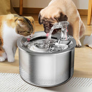Cat Water Fountain, Stainless Steel Pet Water Fountain for Cats Inside Ultra-Quiet Pump, 2L/67oz Automatic Dog Dispenser Water Bowl, Multiple Pets Water Fountain - Round