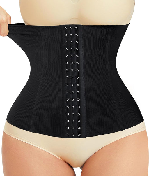 Waist Training Corset, Abdominal Control Shapewear, Postpartum Belly Band - Black Hook