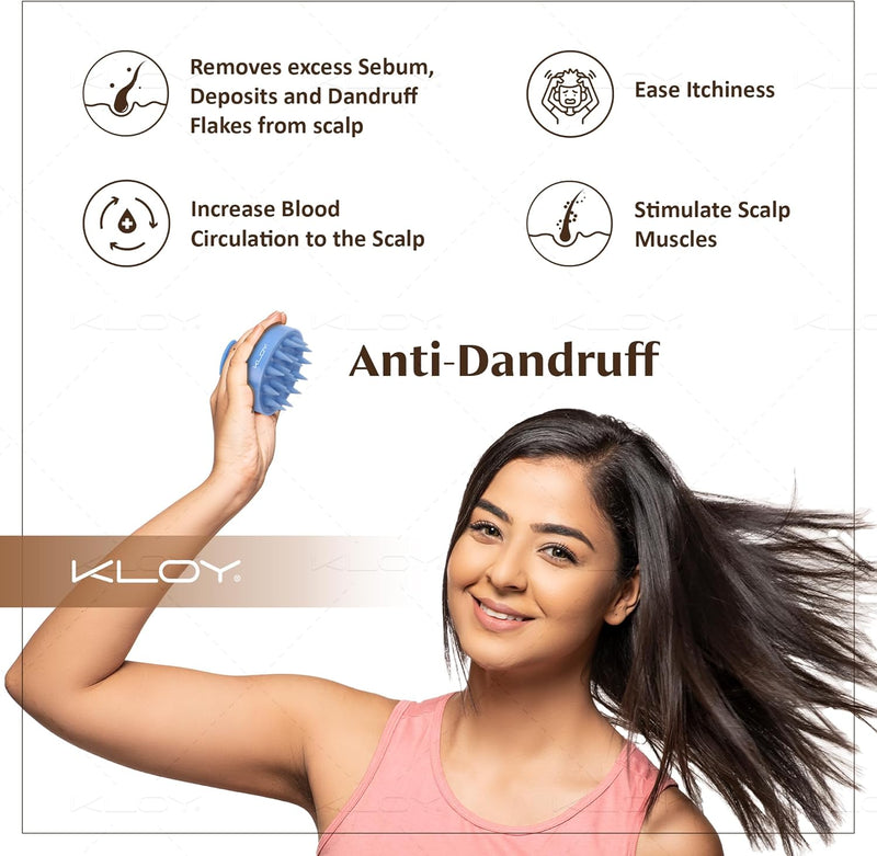 KLOY Round Hair Scalp Manual Massager Shampoo Hair Brush, Super Soft Bristles for Exfoliating, Anti-Dandruff (Blue)