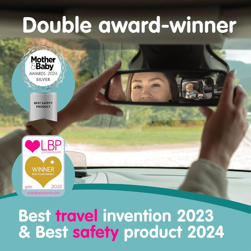 Onco Baby Car Mirror - Peace of Mind to Keep an Eye on Baby in a Rear Facing Child seat - Premium Black Frame