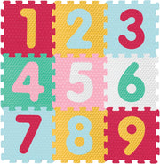 Sunta Mix Textured Numbers Puzzle Baby Mat (32x32cm), Soft, Non-Toxic, EVA Foam, Interlocking Tiles, Made in Malaysia, 9 pcs - Assorted - 30 x 30 cm