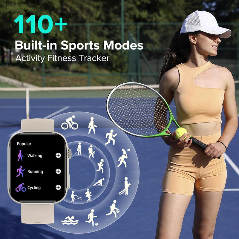 BRIBEJAT Smart Watch for Men Women (Make/Answer Call), HD 2.01'' Smartwatch Waterproof, Fitness Tracker Pedometer SpO2/Heart Rate/Sleep Monitor, Compatible with iPhone Samsung Huawei Android Phone