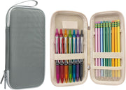 Pen Pencil Case, Slim Portable Pen Box with Compartments, EVA Hard Shell Pencil Case Pouch, Lightweight Travel Stationery Storage for School Office Supplies -Black - Green