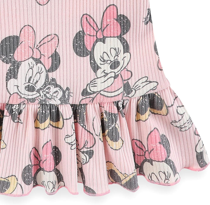 Disney Minnie Mouse Baby Girls 2 Piece Ribbed Top and Shorts Set for Newborn and Infants