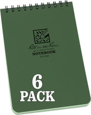Rite In The Rain Weatherproof Top Spiral Notebook, 10.2 cm x 15.2 cm, Green Cover, Universal Pattern, 3 Pack (No. 946-3) - 6 Pack Green