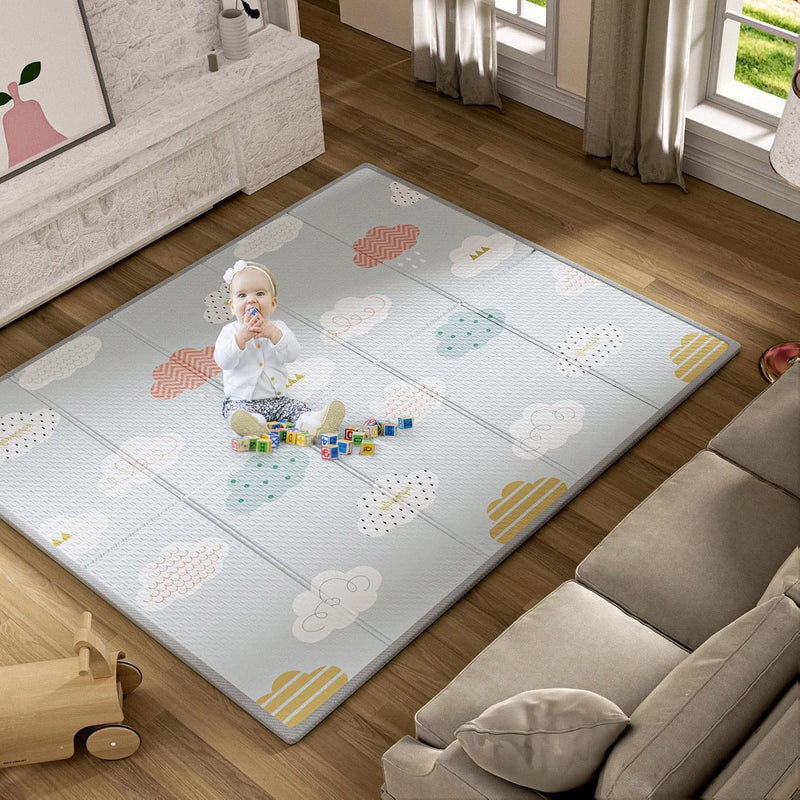 UANLAUO Foldable Baby Play Mat, Extra Large Waterproof Activity Playmats for Babies,Toddlers, Infants, Play & Tummy Time, Foam Baby Mat for Floor with Travel Bag, Indoor Outdoor Use (71" x 79")