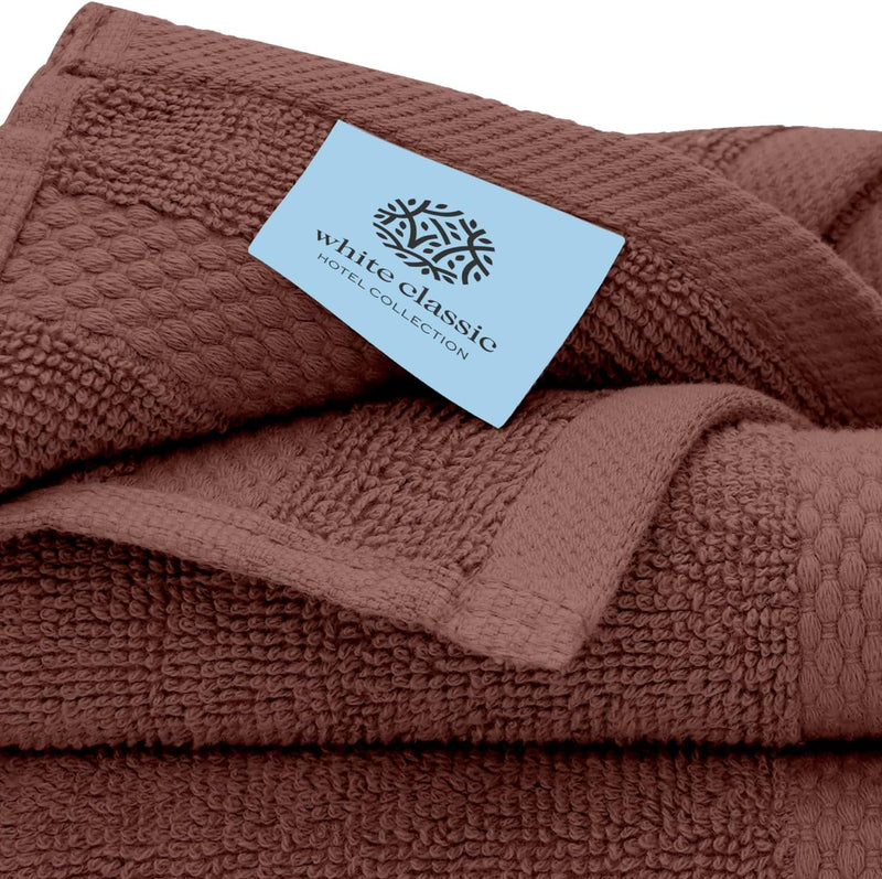White Classic Luxury Cotton Washcloths - Small Hotel Spa Bathroom Face Towel | 12 Pack |