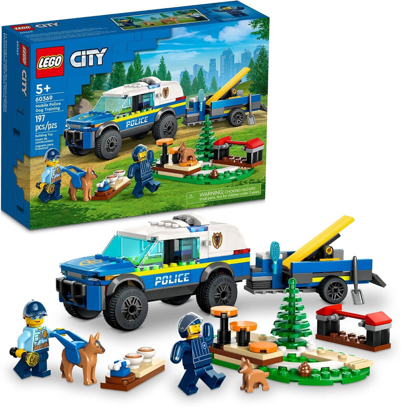 City Mobile Police Dog Training 60369, SUV Toy Car with Trailer, Obstacle Course and Puppy Figures, Animal Playset for Boys and Girls Ages 5 Plus - Multicolor