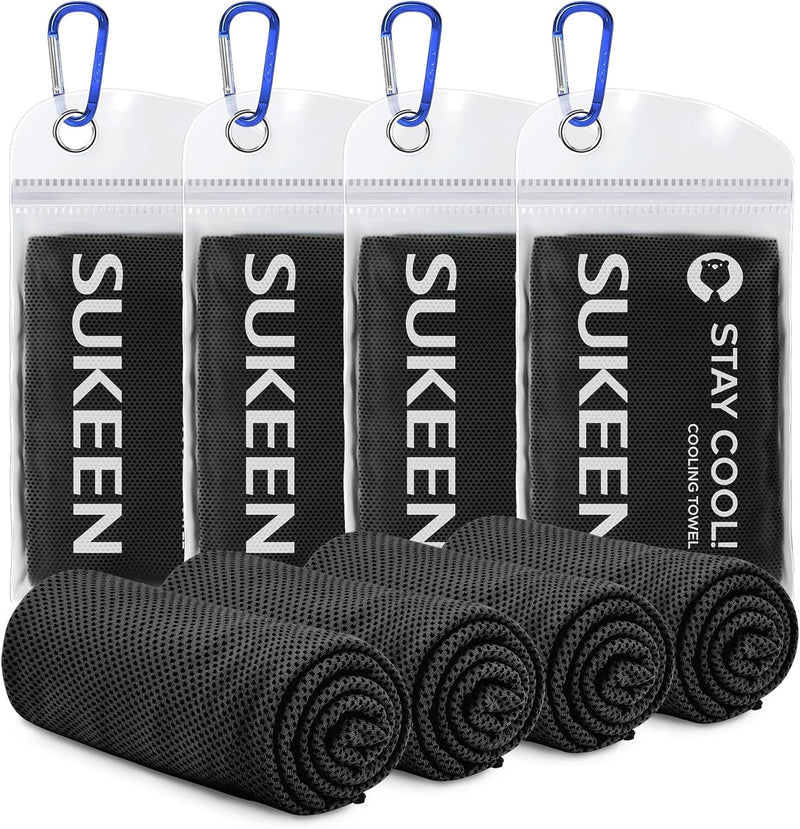 4 Pack Cooling Towel (40"x12"),Ice Towel,Soft Breathable Chilly Towel,Microfiber Towel for Yoga,Sport,Running,Gym,Workout,Camping,Fitness,Workout & More Activities(Dark Blue/Dark Gray/Brown/Black) - Black-4pack 40" x 12"