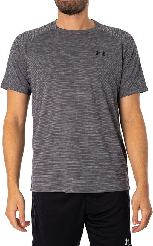 mens UA Tech Textured SS T-shirt (pack of 1) - Castlerock / / Black