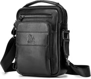 Men's Genuine Leather Shoulder Bag Messenger Briefcase CrossBody Handbag Satchel Travel bag - Type 1-Black-larger version