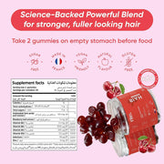 Rite Hair Vitamin Gummies, For Healthy Hair, Biotin, Faster Hair Growth, Sugar Free, Vegan, Cherry Flavour (60 Count)