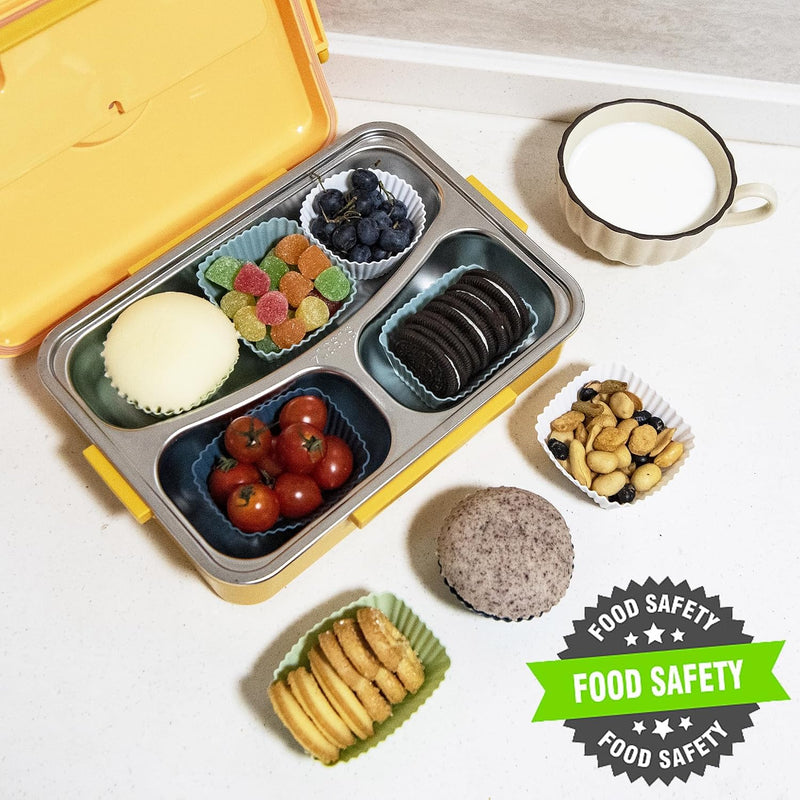 52 Pcs Silicone Bento Box Accessories Set - Lunch Dividers, Food Picks & Muffin Cups, BPA Free Kids Lunch Containers for School, Picnic, Party, Travel