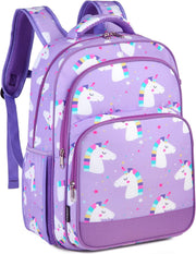 Girls' Backpack, Children's Backpack, Kindergarten Backpack, Elementary School Backpack with Chest Strap, Lightweight Girl Gift 2-8 Years Travel/Camping Backpack - Unicorn Purple