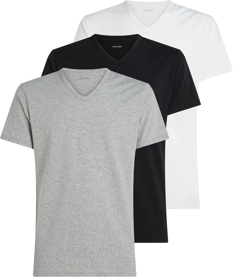 Calvin Klein Mens S/S V NECK 3PK Underwear Tops