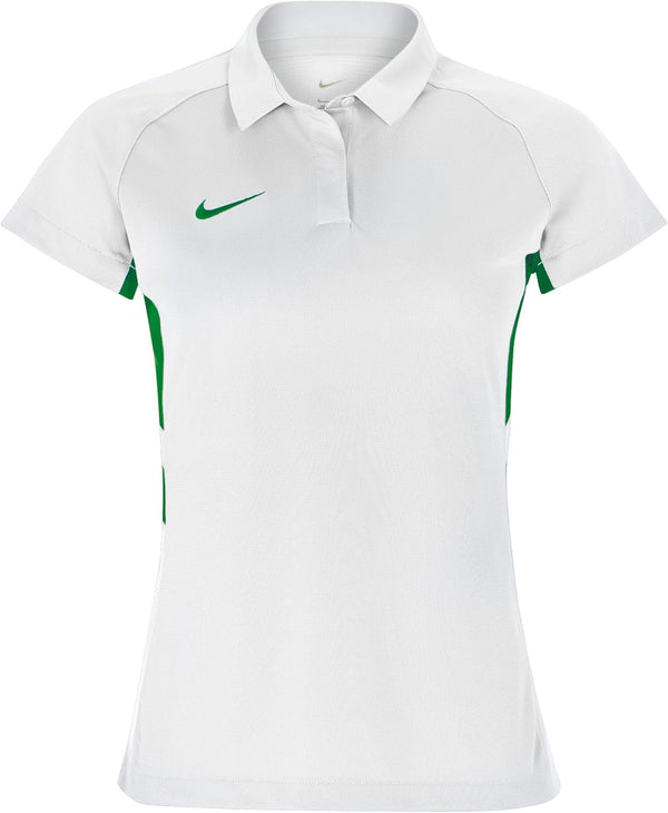Womens Hokey Polos - White / Pine Green