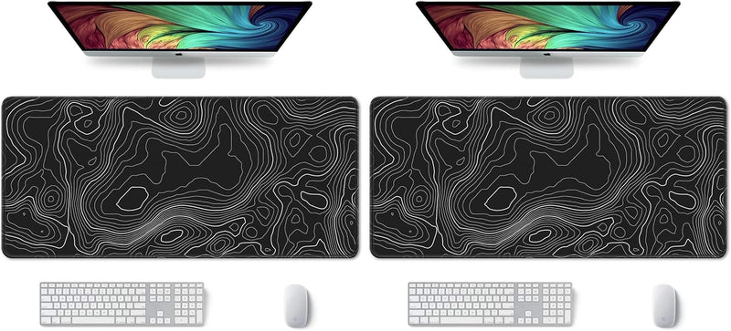 Auhoahsil Desk Pad, XXL Large Mouse Extended Gaming Mousepad, Cute Mat for Women, Big Office Accessories Pad Computer Keyboard and Laptop, 35.5 x 15.7 Inch, Pretty Pink Flowers, Girly Flowers - 03 Black Contour XXL - Extended size 35.6”x15.8” (Pack of 2)