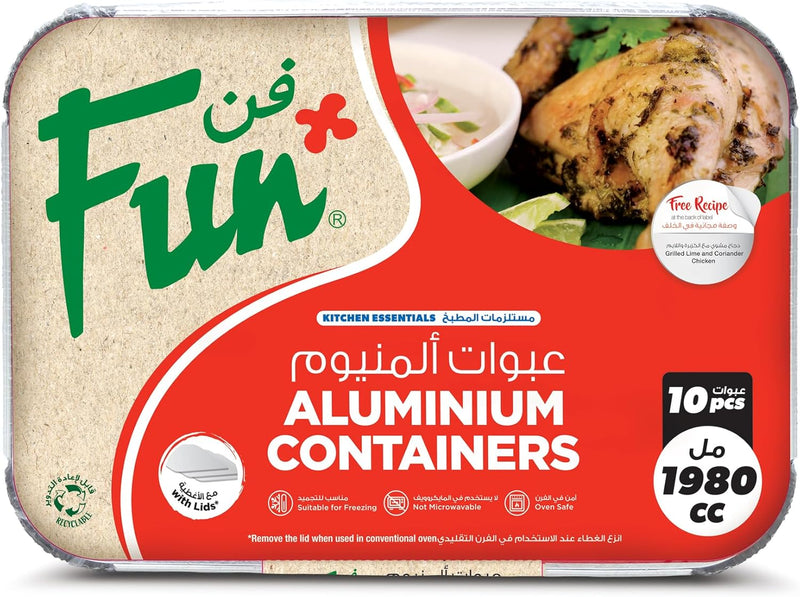 Fun Aluminium Containers with Lids 800Cc (Pack of 10) Leakproof Food Storage Containers, Durable for Meal Prep, Lunch, Takeout & Kitchen Use - 1980 CC