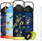 Boys Stainless Steel Water Bottle 550ml 18oz Double-Wall Vacuum Insulated 304 Stainless steel Water Bottle BPA FREE Leak Proof (Football, 550ml) - Football 550 ml