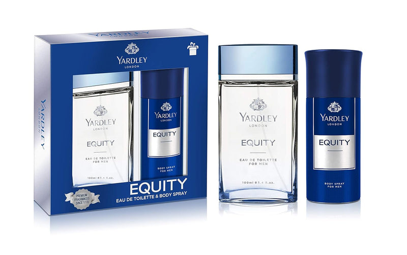 YARDLEY London Equity Perfumed Gift Set - Fresh Inviting Fragrance, All-Day Long - Eau De Toilette 100 ml + Body Spray 150 ml