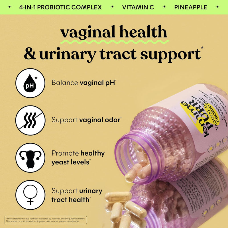 Purr l Probiotics for Women - Promotes pH Balance, Healthy l Odor & Urinary Tract Health w/Lactobacillus Blend, Clinically Tested Strains, Pineapple & Vitamin C - 60 Veggie Capsules