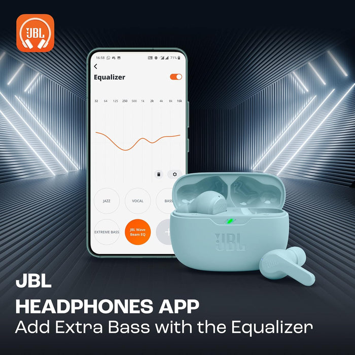 JBL Wave Beam 2 Adaptive Noise Cancelling with Smart Ambient True Wireless Earbuds, Deep Bass, Comfort Fit, 40H Battery, Hands-Free + VoiceAware, Water and Dust Resistant - Black, JBLWBEAM2BLK
