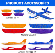 IJO 4 Pack LED Light Airplane Toys-17.5" Large Throwing Foam Plane-2 Flight Modes Glider Plane-Outdoor Flying Toys for Kids-Flying Toys Gift for Boys Girls 3 4 5 6 7 8 9 Years Old - 4 Planes