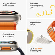 Apple (Refurbished) Watch Ultra (GPS + Cellular, 49mm) - Titanium Case with Black/Gray Trail Loop - S/M