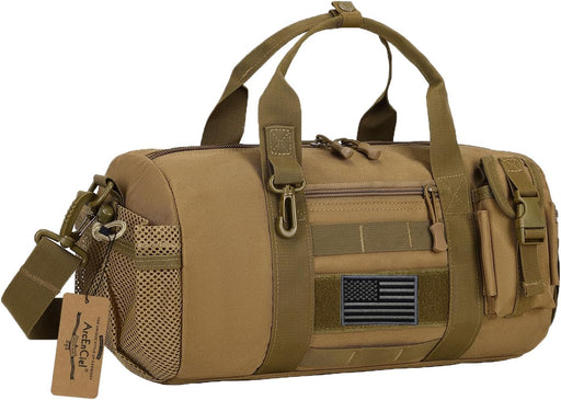small Tactical Duffle Bag Men Gym Pack Military Molle Shoulder Bags Shoes Storage Sports Handbag with Patch (Coyote Brown) - Coyote Brown