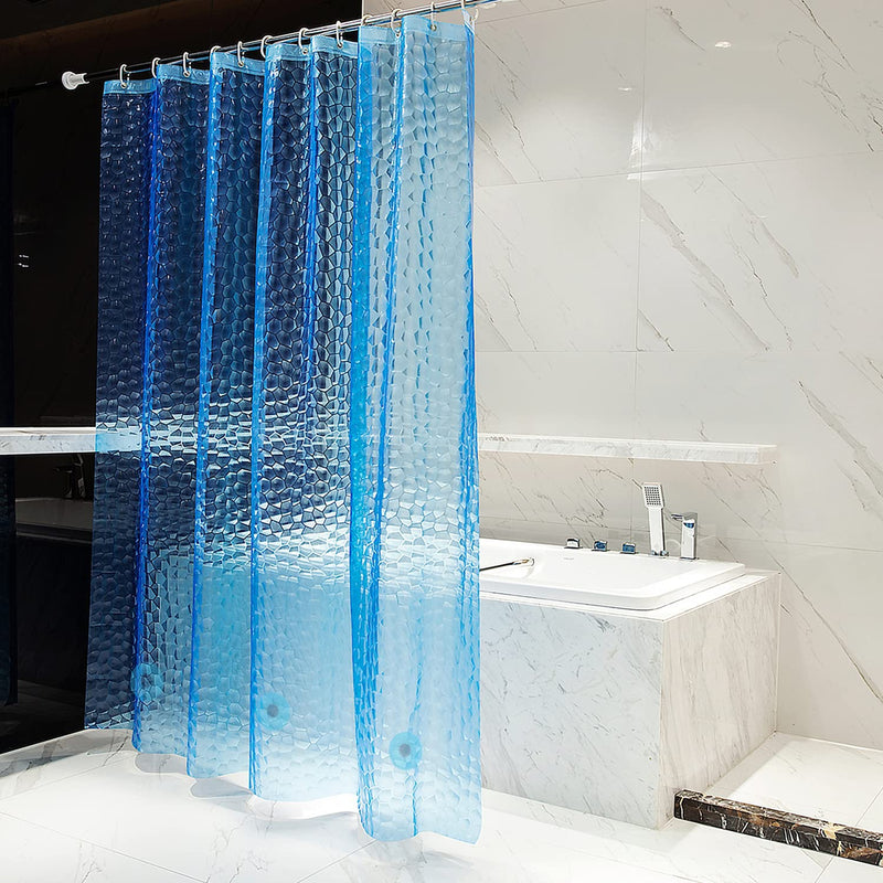 Bostofy Waterproof EVA Thick Shower Curtain Liner with Heavy Duty 3 Bottom Magnets for Shower Stall, Bathtubs, 3D Pebble Pattern, 72 x 72,12 Hooks