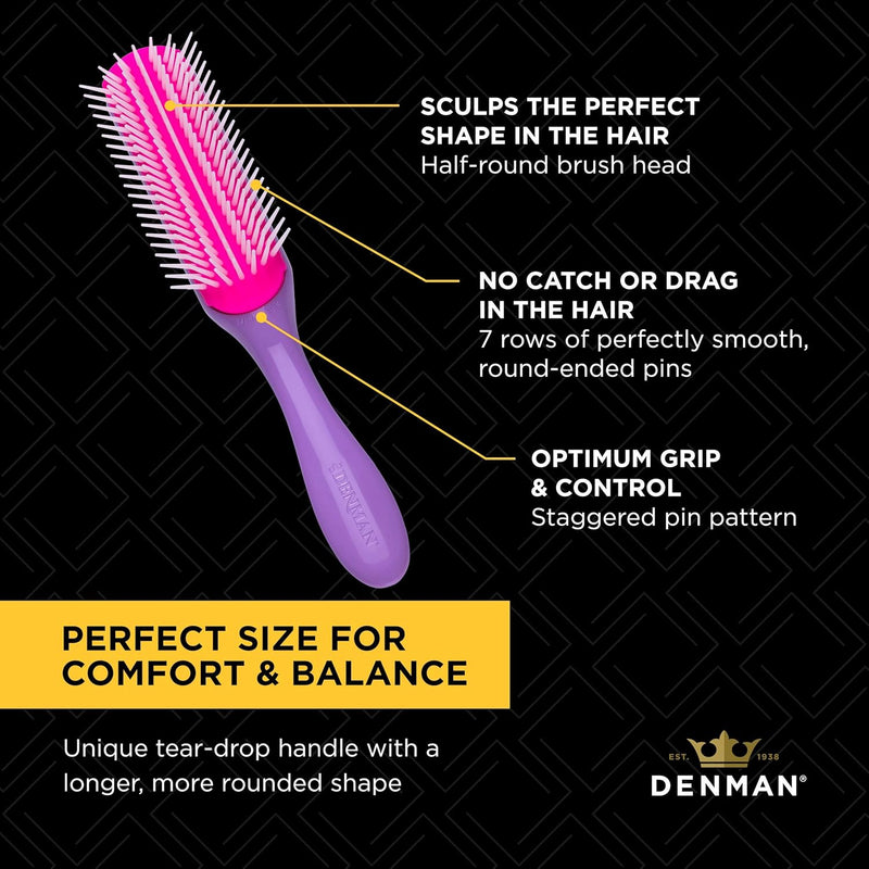 Denman Classic Styling Brush 7 Rows - D3 - Hair Brush for Blow-Drying & Styling â€“ Detangling, Separating, Shaping & Defining Curls