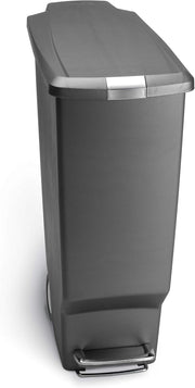 simplehuman 40 Liter / 10.6 Gallon Slim Kitchen Step Trash Can With Secure Slide Lock, Grey Plastic - 40 Liter Gray