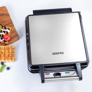 Geepas GWM5417 Electric Waffle Maker 1100W- 4 Slice Non-Stick Electric Belgian Waffle Maker with Adjustable Temperature Control