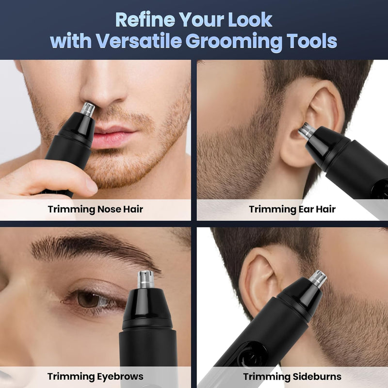 Nose Trimmer for Men Ear Nose Hair Trimmer, Electric Nose Trimmer with LED Display, USB-C, 180min Ultra-Long Battery Life, Easy Cleaning, Wet & Dry Use