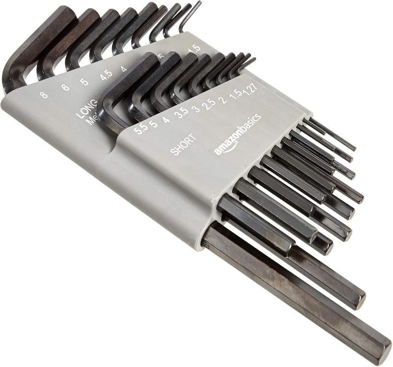 Amazon Basics 36-Piece Allen Wrench/Hex Key Set - Inch/SAE and Metric - 36-Piece Long and Short