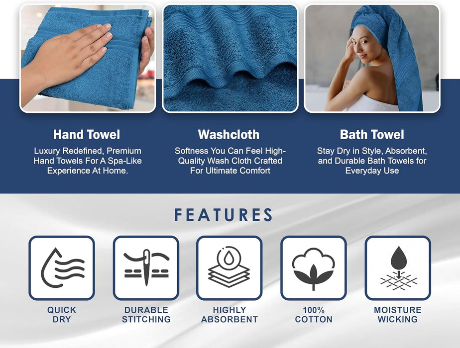 Bliss Casa - Luxury Hand Towels (40 x 70 cm) - 100% Combed Cotton, Ultra Soft and Highly Absorbent, Hotel & Spa Quality Hand Towels