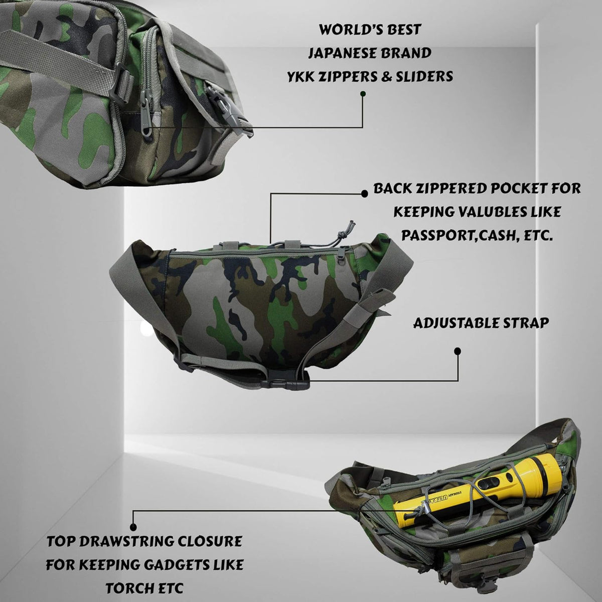 Trail Sports Waist Bag, Woodland Camo, 18 9 35 cms, Fanny Pack – image 5