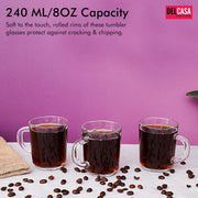 Delcasa 3Pc Tumbler Glass Set, 8Oz/240ml - Tumbler Glass For Drinking Water / Tea / Coffee/ Hot Beverages - Transparent, Sleek Design With Broad Base & Mouth - Perfect For Home Restaurants Parties
