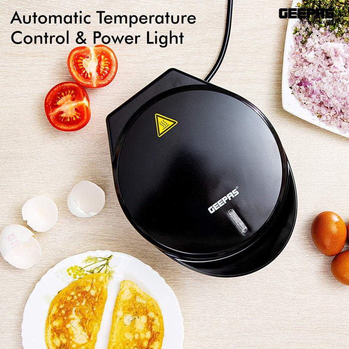 Geepas 1000W Omelette Maker – Dual Electric Non-Stick Egg Cooker – Automatic Temperature Control & Power Light – Multi Cooker for Omelettes, Fried, Poached & Scrambled Eggs – 2 Year Warranty