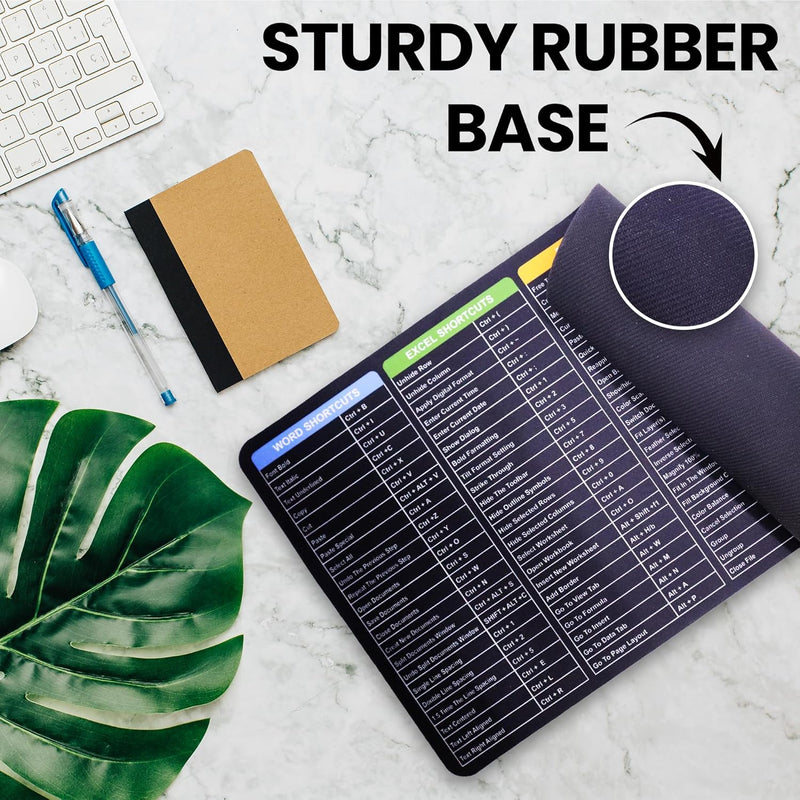 Desk Mat for Mouse and Keyboard with Keyboard Shortcuts Print Gaming Mouse Pad with MS Word, Excel, Photoshop, Office, and Windows Shortcuts Large Desk Accessories for PC and Desktop