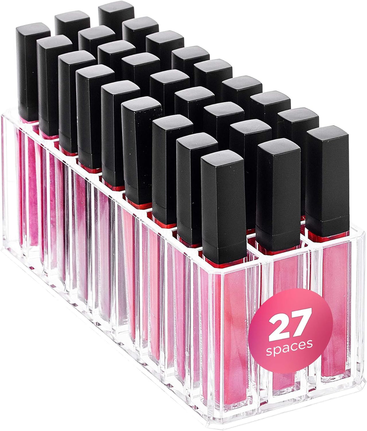 FAJ Lip Gloss Holder Organizer, 27 Spaces Clear Acrylic Makeup Lipgloss Display Case – image 1