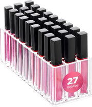 FAJ Lip Gloss Holder Organizer, 27 Spaces Clear Acrylic Makeup Lipgloss Display Case