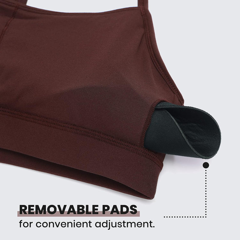 CRZ YOGA Y Back Sports Bra for Women - Padded Racerback Spaghetti Straps Thin Strap Low Impact Workout Yoga Bra